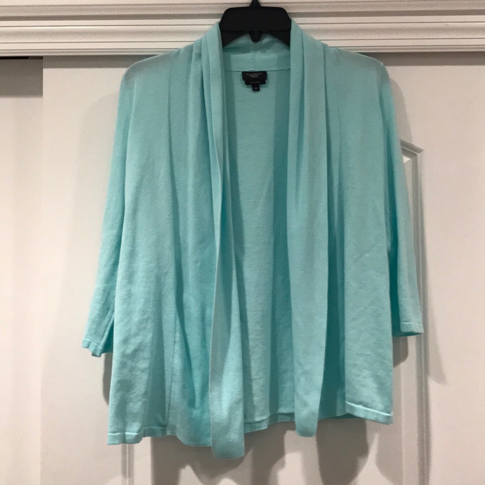 Talbots sweater, light aqua, Pima cotton, P - Picture 2 of 8